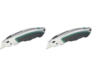 wolfcraft Quick-Change Trapezium Blade Knife with Retractable Blade I 4131000 I Trapezium Blade Knife for demanding Applications (Pack of 2)