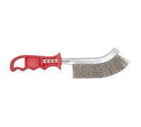 wolfcraft Stainless Steel Hand Wire Brush - Rust Brush for Metal Wire Brush Cleaning, Rust Removal on Steel and Non-Ferrous Metals, Plastic Handle - 2717000