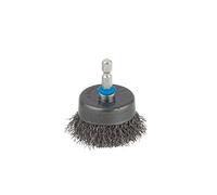 wolfcraft steel wire cup brush Ø 50 mm I 2106000 I for metal, sheet metal, wood and stone, hexagonal shaft, for derusting and preparing welding work