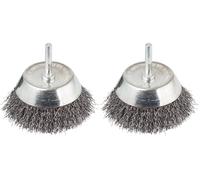 wolfcraft Steel Wire Cup Brush, Ø 50 mm, Round Shank I 8472000 (Pack of 2)