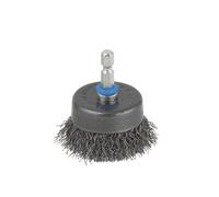 wolfcraft steel wire cup brush Ø 75 mm I 2108000 I for metal, sheet metal, wood and stone, hexagonal shaft, for derusting and preparing welding work