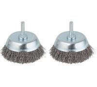 wolfcraft Steel Wire Cup Brush, Ø 75 mm, Round Shank I 8473000 (Pack of 2)