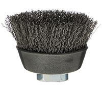 wolfcraft steel wire cup brush for angle grinders, Ø 70 mm I Rust removal & cleaning I Crimped steel wire M14 thread for preparing soldering and welding jobs - 2107000