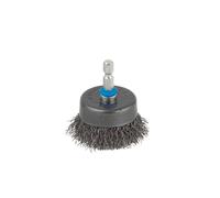 wolfcraft Steel Wire Cup Brush for Drill, Ø 80mm with Hexagon Shank - 2109000 - Ideal for Metal and Wood Cleaning, Efficient Rust Removal Tool