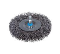 wolfcraft Steel Wire Wheel Brush - Ø 100 mm Circular Brush - Hex Shank | For derusting and cleaning metal, steel, wood or stone. 1/4 inch hexagon shank and 16 mm wire fill width. 2103000