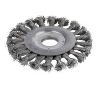 wolfcraft Steel Wire Wheel Brush, Ø 115 mm Twisted Angle Grinder Brush | Heavy-duty wire fill width of 15 mm for derusting and cleaning of metal or wood, with a 22.2 mm bore. 2148000
