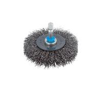 wolfcraft Steel Wire Wheel Brush ø75x16 mm - 2101000 - Hexagonal shaft - Ideal for derusting and cleaning - Wire brush for drills