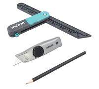 wolfcraft Vinyl Flooring Installation Kit, 3 Pcs. - Cutter & Bevel Gauge | Complete laying set for accurate cuts in vinyl up to 6 mm thick including marking pencil and knife. Art. no. 6978000