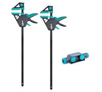 wolfcraft XL one-Handed clamp Set PRO Ergo, 3-Piece.- Clamping Pressure 150 kg - 8673060 I Convenient Clamping for All-Round use with Clamping Widths of up to 1,060 mm
