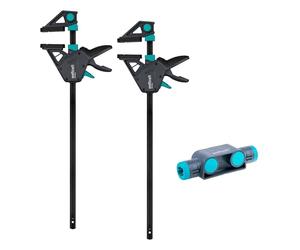 wolfcraft XL one-Handed clamp Set PRO MAX I 8663060 I 250 kg Clamping Force for The Highest Professional Demands I in onnector I Clamping Widths of up to 1,060 mm I Made in Europe