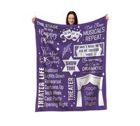 WolfeDesignPDD Theater and Musical Blanket - Throw Featuring Stage Quotes and Drama Icons for Actors Theater Kids Drama Club Enthusiasts Who Love Performing and Spotlight Moments