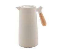 WOLFF - Thermal Coffee Carafe - Hot or Cold Drinks, Double Walled Insulated Vacuum Flask - Leakproof Coffee Dispenser with Wooden Handle, Thermos Bottle for Cold Beverages - White, 34floz/1L