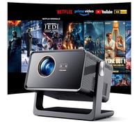 WOLFANG 23000 Lumens 4K Smart Portable Projector【Netflix Official & Auto Focus/Keystone】, 5G WiFi 6 Bluetooth 5.2, 180° Rotatable 300'' Screen Home Cinema Projector for iOS/Android/Outdoor