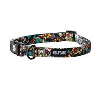 Wolfgang Adjustable Dog Training Collars, Durable & Easy to Clean Nylon Dog Collar with Quick Clip Buckles, for Training & Daily Use Made in USA, LosMuertos Print, (1 Inch x 12-18 Inch)