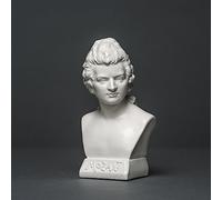 Wolfgang Amadeus Mozart Sculpture Made of High-Quality Zellan, Handmade, Made in Germany, Bust in White, 12 cm