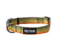 Wolfgang Heavy Duty, Adjustable Wide Venture Dog Collar with Quick Release Nylon Buckle for Walking & Training, BrookTrout Print, Medium