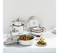 Wolfgang Puck 13-piece Stainless Steel Cookware Set, Silver, 24inW x 14inH x 12inD