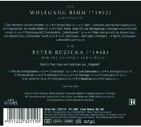 WOLFGANG RIHM: UMSUNGEN; PETER RUZICKA: DER DIE GES„NGE ZERSCHLUG NEW CD