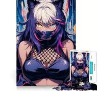 Wolfgirl City Ninja Adults Puzzles 1000 Piece Jigsaws Recall Skill Fun High Precision Die Cut Easy to Learn Family Enjoyment (38x52cm)