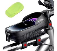 WOLFILIST Bike Bag - Waterproof Bike Frame Bag with Sun-Visor Rain Cover, Bike Phone Holder with TPU Sensitive Touch Screen, Handlebar Bag Bicycle Accessories, Large Capacity Suitable Phone Under 7"