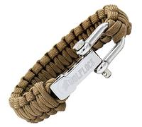 Wolflock Paracord Bracelet - Outdoor Survival Bracelet - Black / Brown / Green / Black / White - Quick-Release - Stainless Steel Gift for Men - Survivalist Coyote brown