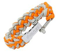 Wolflock Paracord Bracelet - Outdoor Survival Bracelet - Black / Brown / Green / Black / White - Quick-Release - Stainless Steel Gift for Men - Survivalist orange/grey