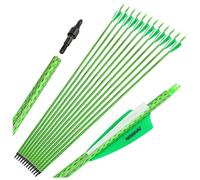 wolfman 12-Pack 31" Carbon Archery Arrows - 500 Spine, Removable Tips & 3" Vanes, Compatible with Compound & Recurve Bows (green)