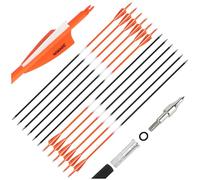 wolfman 12PCS 30" Carbon Archery Arrows - 500 Spine, 3" Rubber Vanes & 100 Grain Removable Tips, Compatible with Compound/Recurve Bows for Hunting & Target Practice (Orange)
