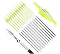 wolfman 12PCS 30" Carbon Archery Arrows - 500 Spine, 3" Rubber Vanes & 100 Grain Removable Tips, Compatible with Compound/Recurve Bows for Hunting & Target Practice (Yellow)