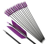 wolfman 12PCS 30" Flu-Flu Carbon Arrows, 500 Spine with Natural Turkey Feathers, Removable 100 Grain Tips, Universal Archery Arrows for Compound & Recurve Bow (Purple & White Mixed)