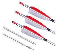wolfman 12PCS 31" Targeting Aluminum Arrows - 500 Spine with Removable Tips, Natural Feather Fletchings for Compound & Recurve Bows (Red)