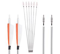 wolfman 12PCS 31" Targeting Aluminum Arrows - 500 Spine with Removable Tips, Natural Feather Fletchings for Compound & Recurve Bows (Orange)