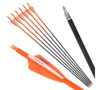 wolfman 12pcs 33.5" Pure Carbon Arrow SP 300 400 500 600 Shaft ID6.2mm Rubber Vanes 100Grain Points for Bow Shooting Hunting Target Practice Training (400 sp)