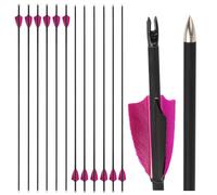 wolfman 12pcs Bow Shooting Carbon Arrow - 2" Shield Turkey Feather SP1000 Model, Must-Have Tool for Archery Hunting and Target Training Drills (Pink)