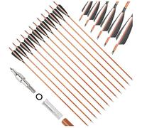 wolfman 12PCS SP500 Arrows Hybrid Carbon Shafts Fletched with 4" Real Turkey Feathers - Superior Control for Indoor & Outdoor Matches