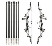 Wolfman 16 Inch Compound Bow, 16 LBS Left & Right Hand Universal Archery Bow, Beginner Ready-to-Shoot Bow Set with Arrows, Target Paper for Outdoor Practice and Recreational Shooting