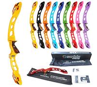 wolfman 25 Inch ILF Archery recurve bow riser Advanced competitive Recurve Bow handle Takedown Bow Grip RH LH 9 colors to choose for ILF Bow Limbs for Targeting Shooting Hunting (RH, gold)