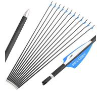 wolfman 32 Inch Archery Carbon Arrows Spine 500 Targets Arrows Hunting Arrows Compound Arrows Recurve Arrows Practice Arrows for Recurve Bow Longbow Compound Bow Sport Bow (6P, blue arrows)