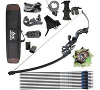 Wolfman 40 lbs Straight Bow Kit with Carbon Arrows 53" Archery Recurve Takedown Riser For RH Hunting Outdoor Shooting Target Practice Training