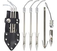 wolfman 6/12/24pcs Stainless Steel Fishing Broadheads Bowfishing Darts Hunting Arrow Heads Point Tips Slingshot Catapult Dart Broadheads with Waist Bag for Target Game (6 pcs, Broadheads + Waist Bag)