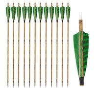 wolfman 6/12 Pack 30inch Carbon Archery Arrows - 4inch Natural Feather Design, 500 Spine Removable Tips, Ideal for Compound, Recurve & Traditional Bows Hunting & Shooting (6, 3 Green)