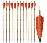 wolfman 6/12 Pack 30inch Carbon Archery Arrows - 4inch Natural Feather Design, 500 Spine Removable Tips, Ideal for Compound, Recurve & Traditional Bows Hunting & Shooting (12, 3 Orange)