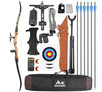 Wolfman 68 Inch Recurve Bow Archery 38 lbs Takedown Riser for RH Target Carbon Arrows Kit Outdoor Shooting Hunting Training Practice