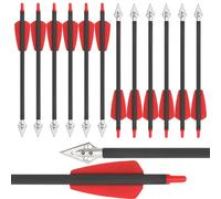 wolfman Archery 8 inch R9 Crossbow Bolts Pure Carbon Arrows 2" Red Vanes with 100 grain Broadhead Hunting Arrows for Archery Hunting Shooting Targeting 12/24 Pcs (24 Pcs)