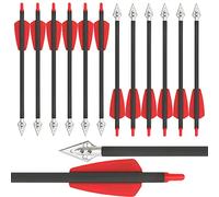wolfman Archery 8 inch R9 Crossbow Bolts Pure Carbon Arrows 2" Red Vanes with 100 grain Broadhead Hunting Arrows for Archery Hunting Shooting Targeting 12/24 Pcs (12 Pcs)