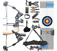 wolfman Archery Compound Bow Set Adults 20-70 LBS, Draw Length 24"-30", Hunting Bow with All Accessories for Archery Hunting Target Shooting practice LRT/RTH (Black LRT)