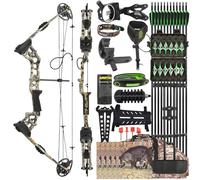 wolfman Archery Hunting Compound Bow Set 20-70lbs Draw Weight with Complete Accessories for Adults and Hunters (Camouflage, Left Hand)