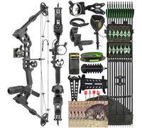 wolfman Archery Hunting Compound Bow Set 20-70lbs Draw Weight with Complete Accessories for Adults and Hunters (Black, Left Hand)