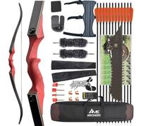Wolfman Archery Recurve Bow Set 20lb Split Bow Detachable Left/Right Handed for Adults and Beginners for Range Training and Outdoor Hunting (Red, bow set, Right Hand)
