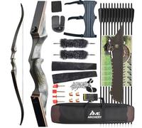 Wolfman Archery Recurve Bow Set 20lb Split Bow Detachable Left/Right Handed for Adults and Beginners for Range Training and Outdoor Hunting (Gray, bow set, Right Hand)